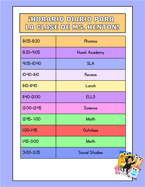 Henton 1st Class Schedule